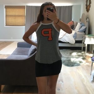 gray "P" tank top